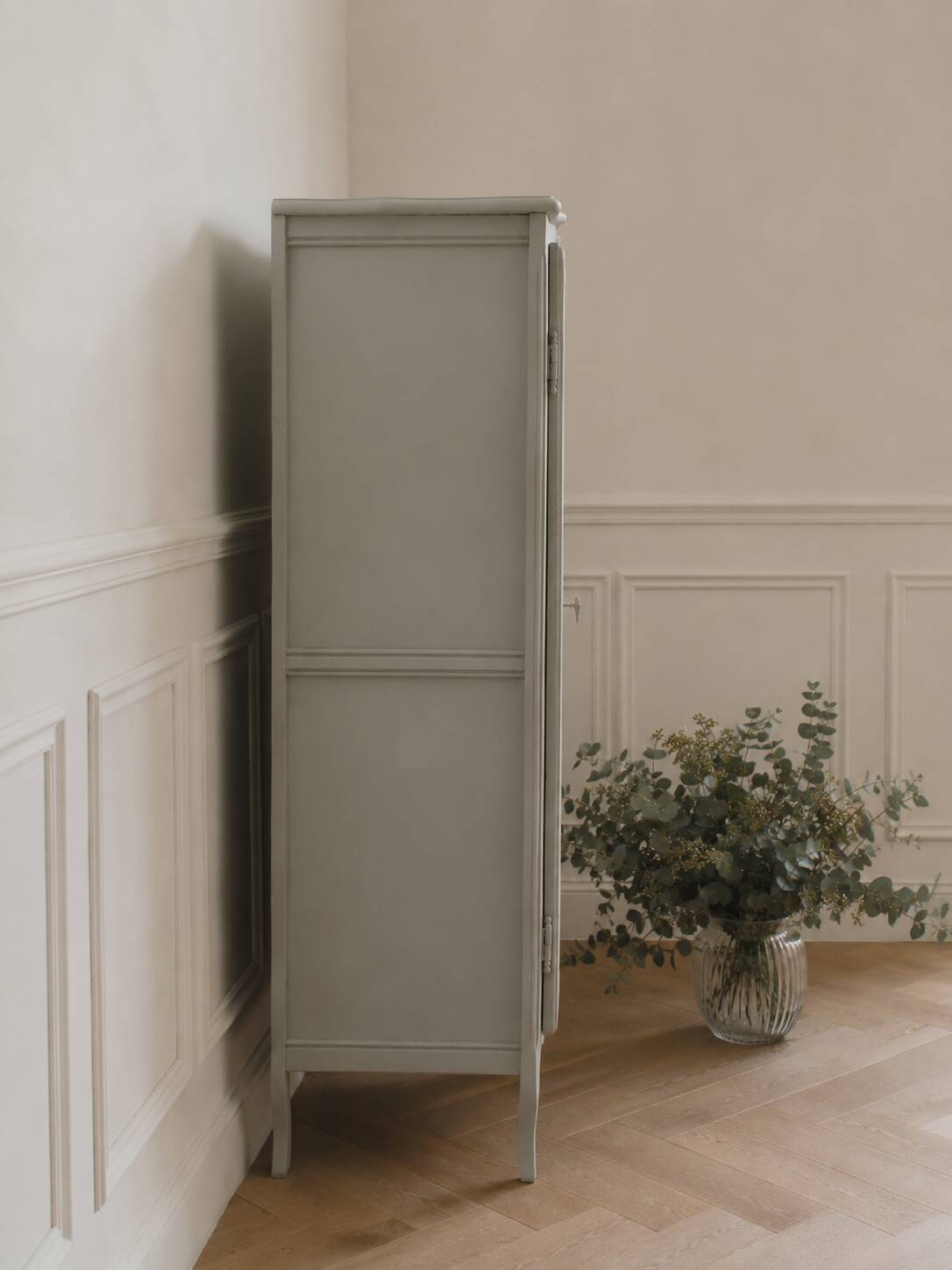 Re-enchanted vintage wardrobe in grey-green.