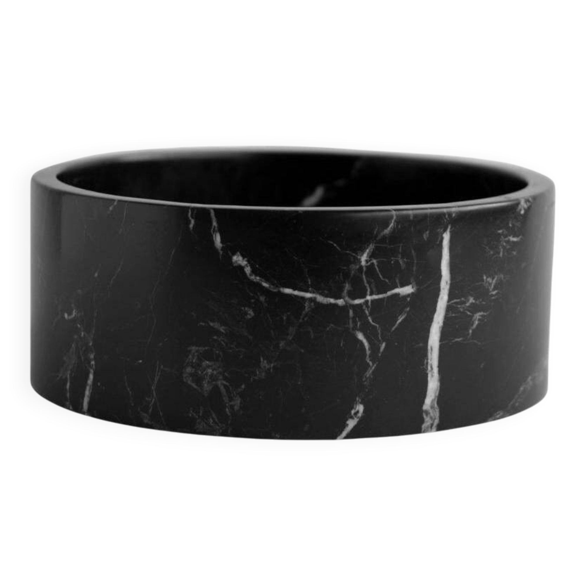 Cylindrical bowl in black marble