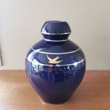 Vase art déco en céramique bleue nuit