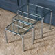 Three nesting tables 1970 Chromed metal and glass top