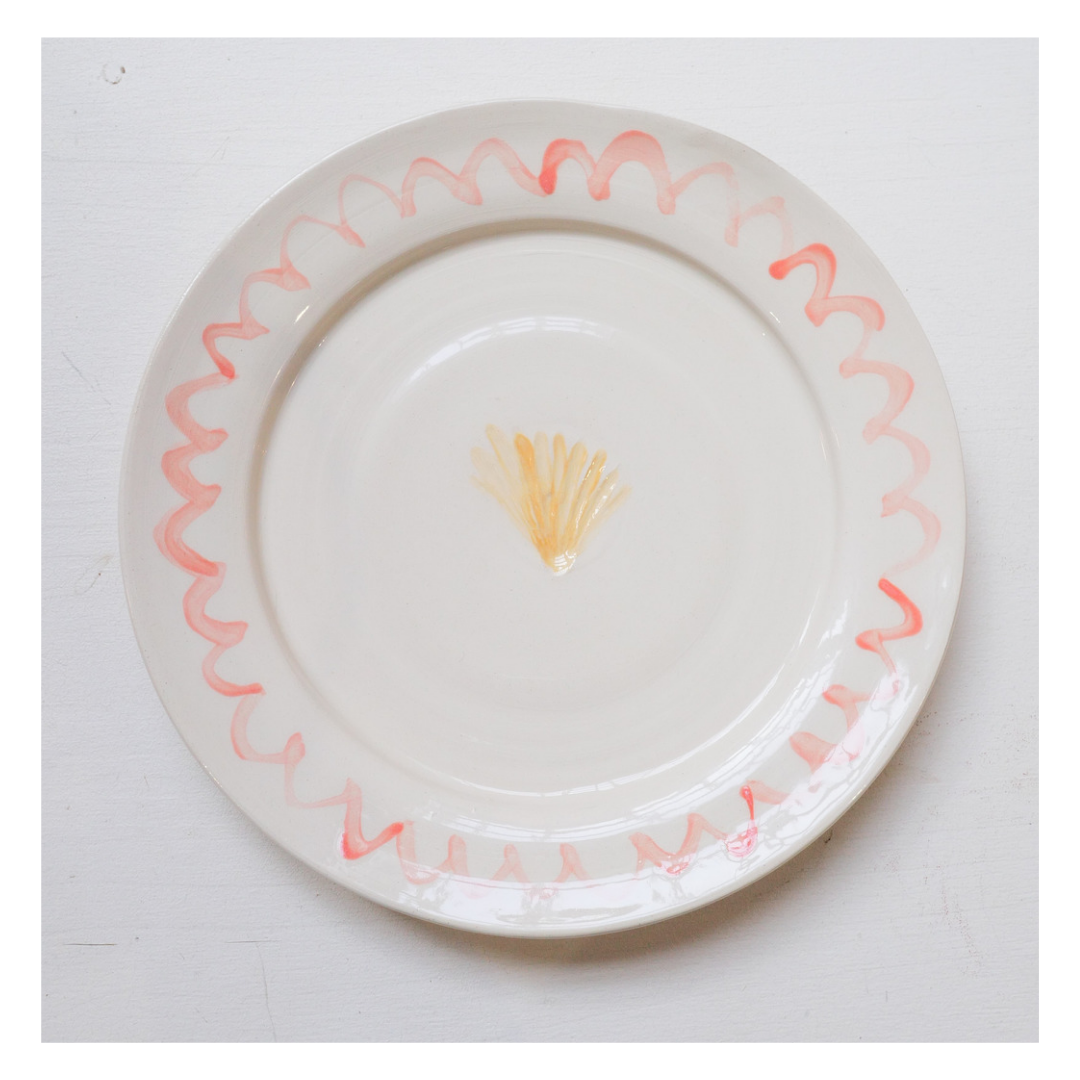 Red artisanal shellfish plate