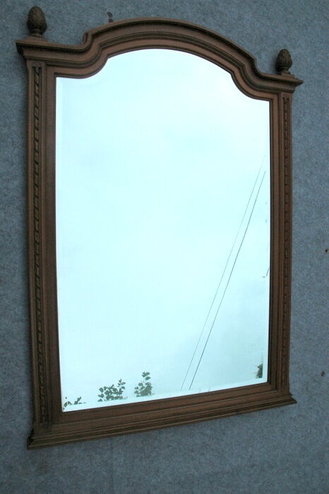 Old large carved wooden mirror and bevelled ice 102x144cm