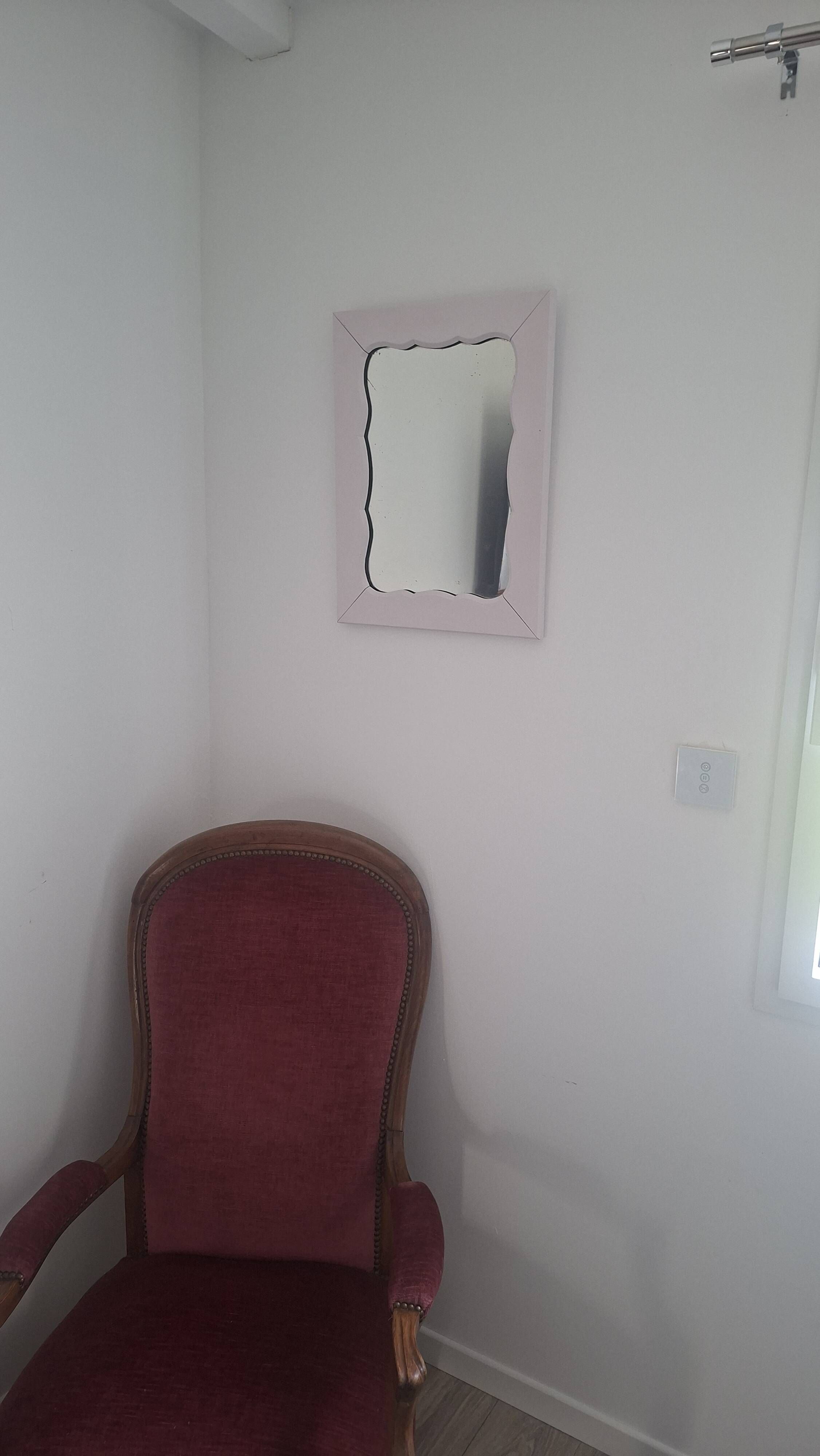 Miroir mural rectangulaire Milieu XX's cadre Rose Poudrée