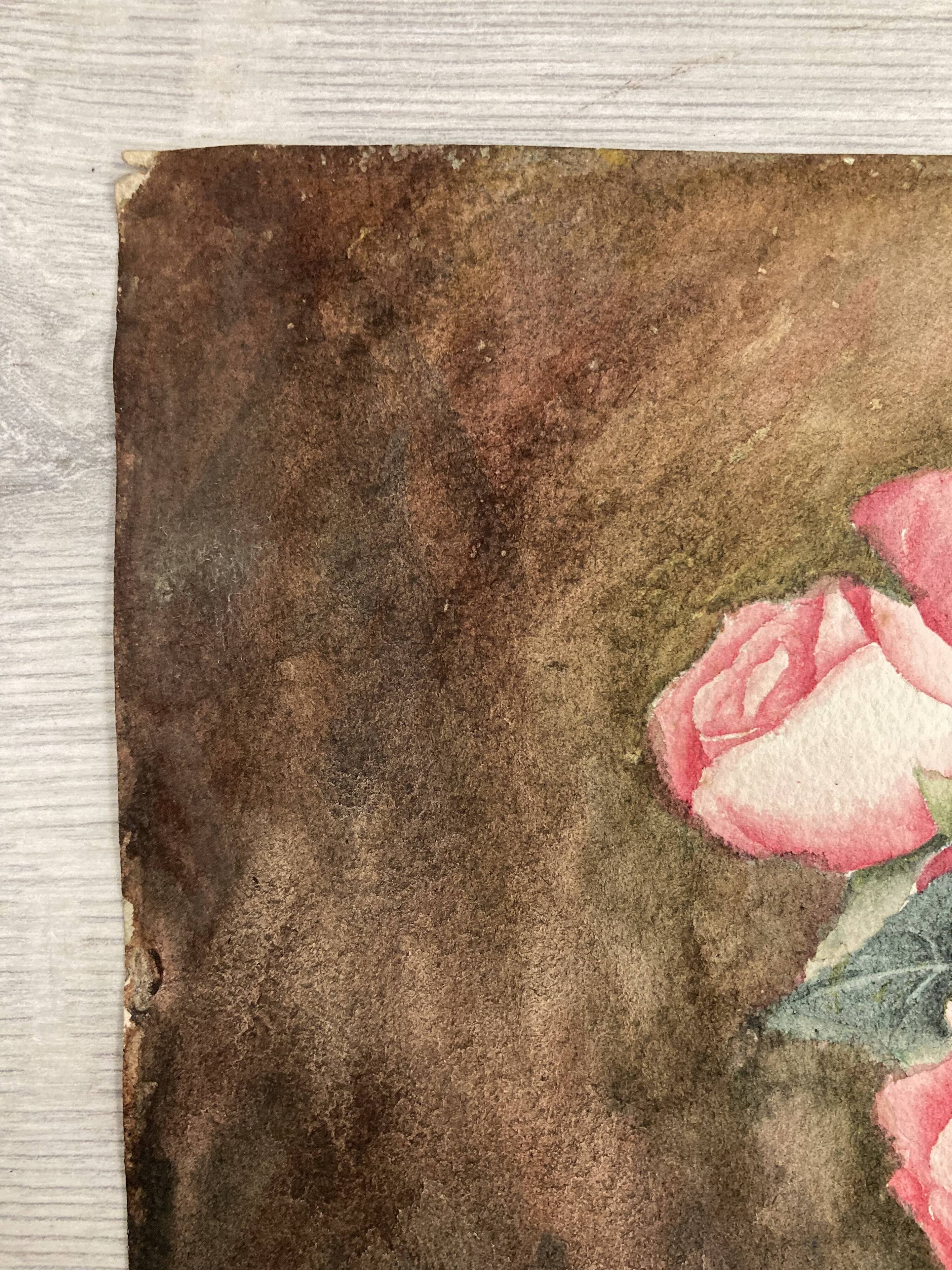 Aquarelle aux roses vintage