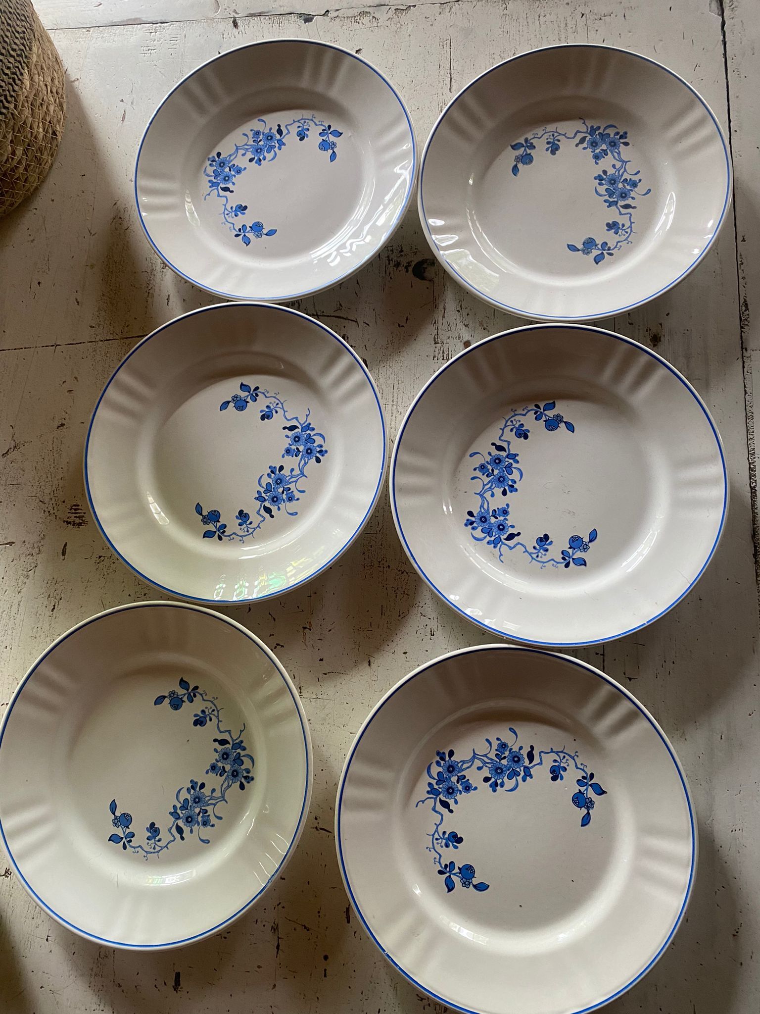 Set of 6 flowered dessert plates