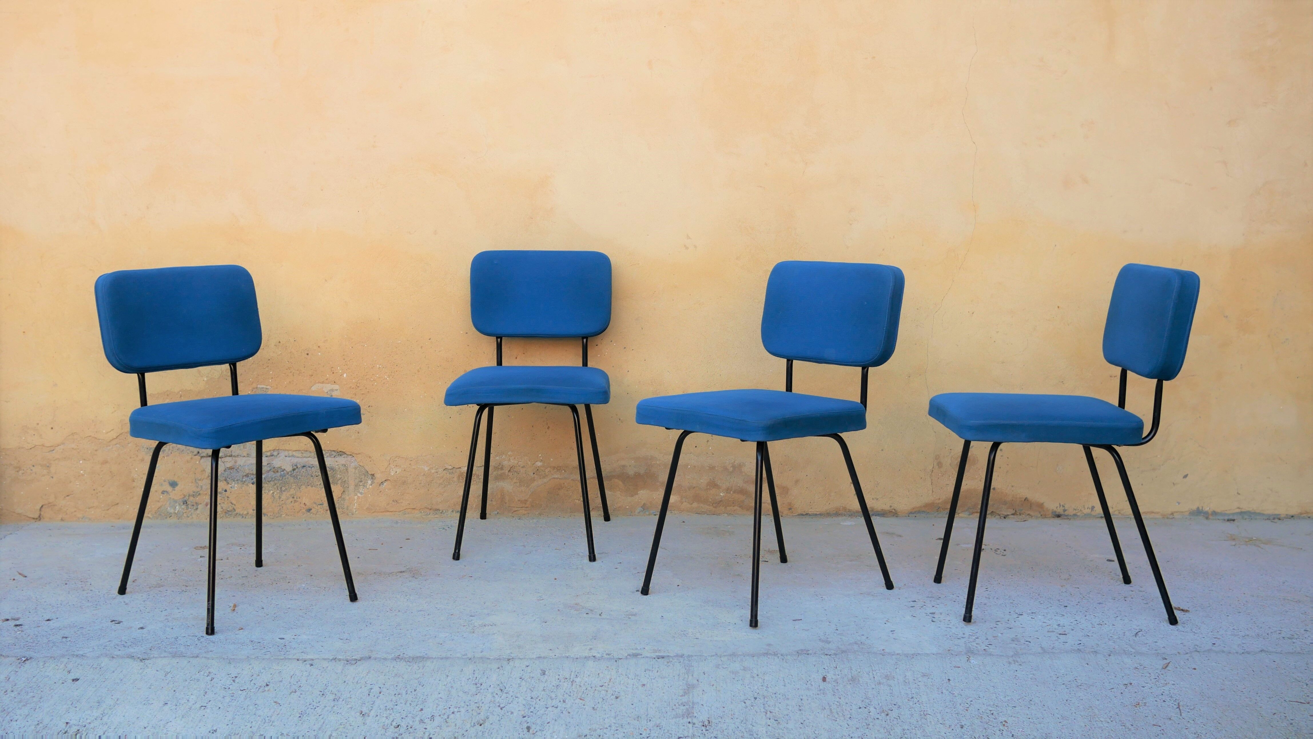 Series of 4 vintage chairs by André Simard for Airborne editions
