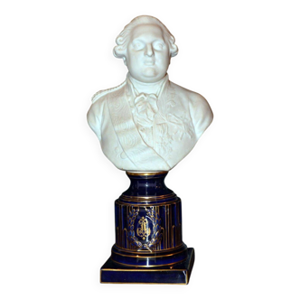 Bustes de Louis XVI & Marie-Antoinette en biscuit déb XXème H 37cm