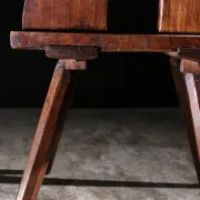 17th century Alpine carved walnut Brettstuhl armchair with grotesque mask