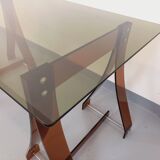 Vintage Marcello Gacita and Pierre Tiberi desk in smoked glass and plexiglass