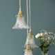 Vintage triple tulip pendant light in chiseled glass and holophane