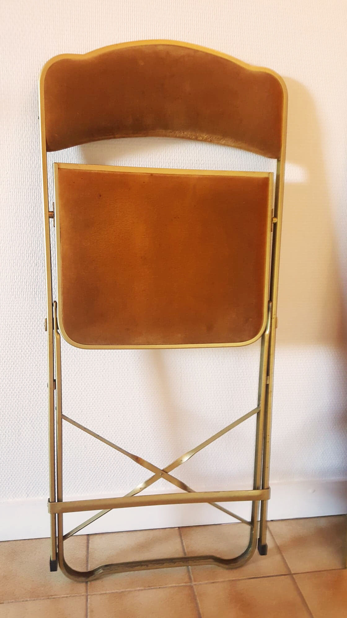 Série de 4 chaises pliantes Chaisor en velours moutarde