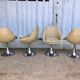 Set of 4 chairs tulip armchairs in beige skaï 1970