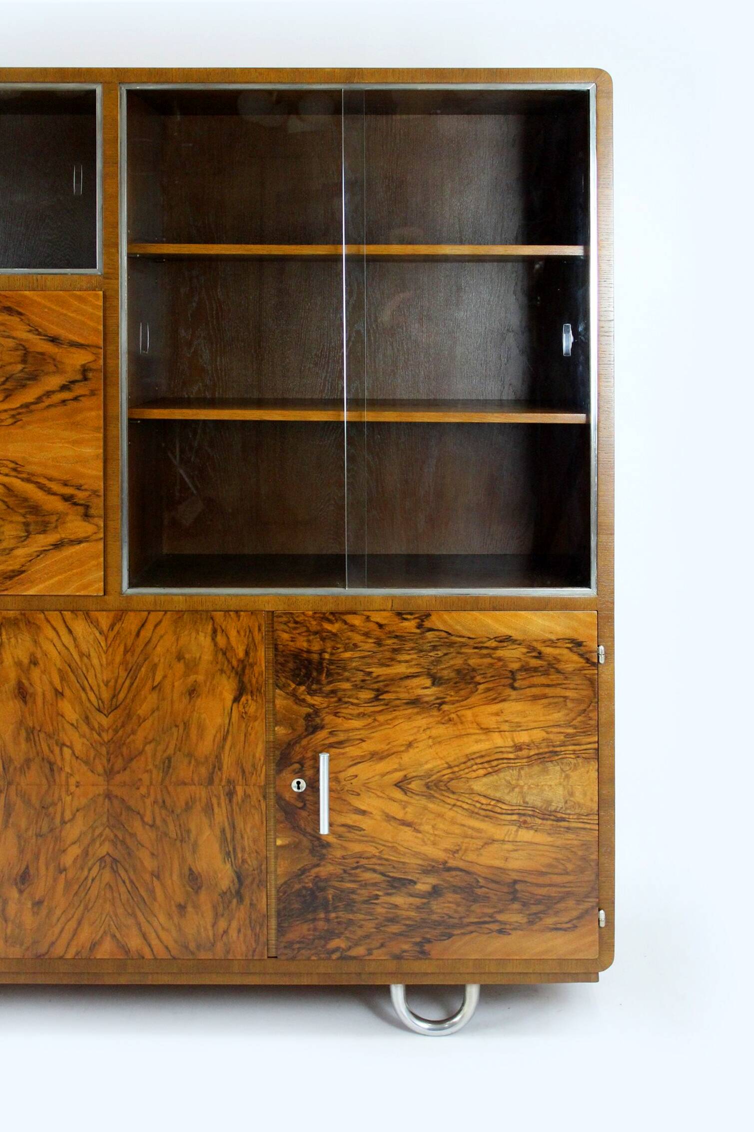 Restored Bauhaus Tubular Steel Cabinet with Secretary by R. Slezak, 1930s