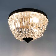 Old crown ceiling light with 3 lights, half basket with glass pendants. Louis XVI style. The 50's