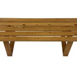 Vintage Scandinavian modern pinewood slatted bench from the 1960's