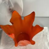 Murano orange handkerchief vase large 1970 Italy