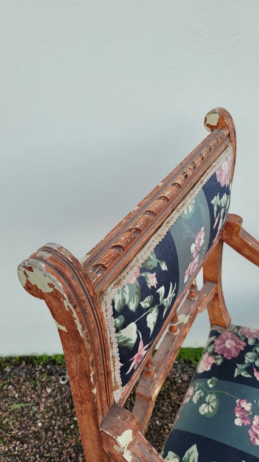 Antique Louis Xvi style armchair 1900s Fleuris fabrics