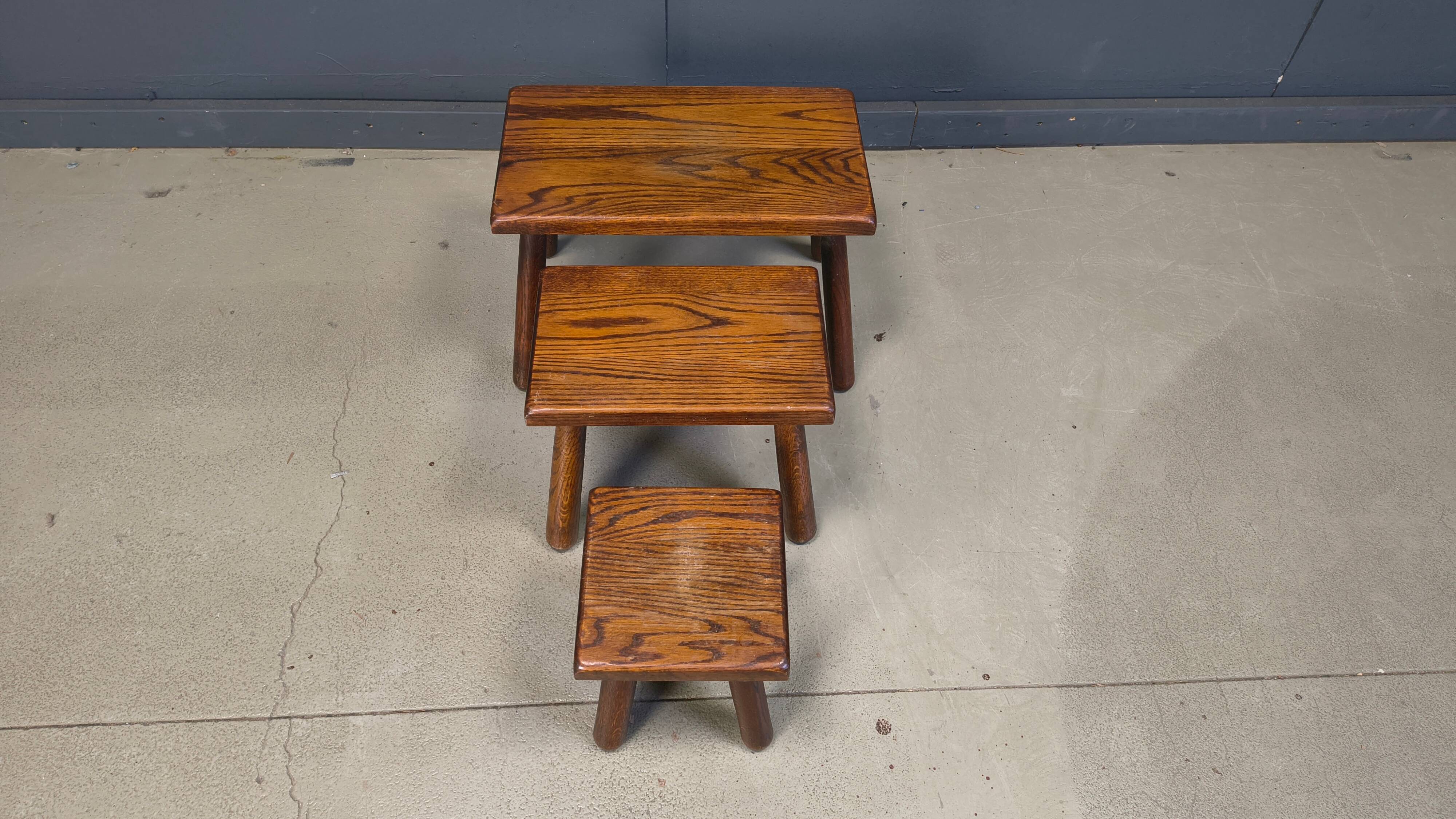 Vintage brutalist nesting tables, 1960s