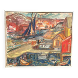Original Mid Century Swedish Oil On Canvas – “Bohuslän” By Sara‑Lisa Ryd – Vintage & Framed – 48 × 57 Cm