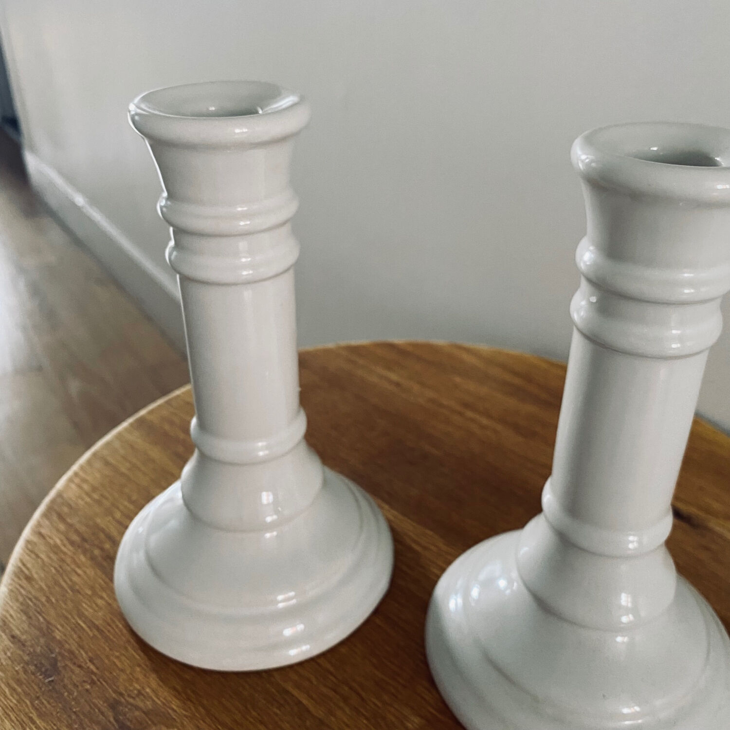 White candle holders
