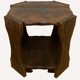 Brutalist Wabi Sabi oak carved side table, 1960s