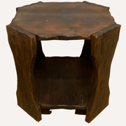 Table d’appoint brutaliste en chêne sculpté Wabi Sabi années 1960