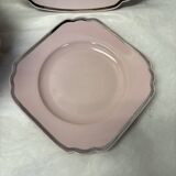 Pink porcelain dessert service with silver edging