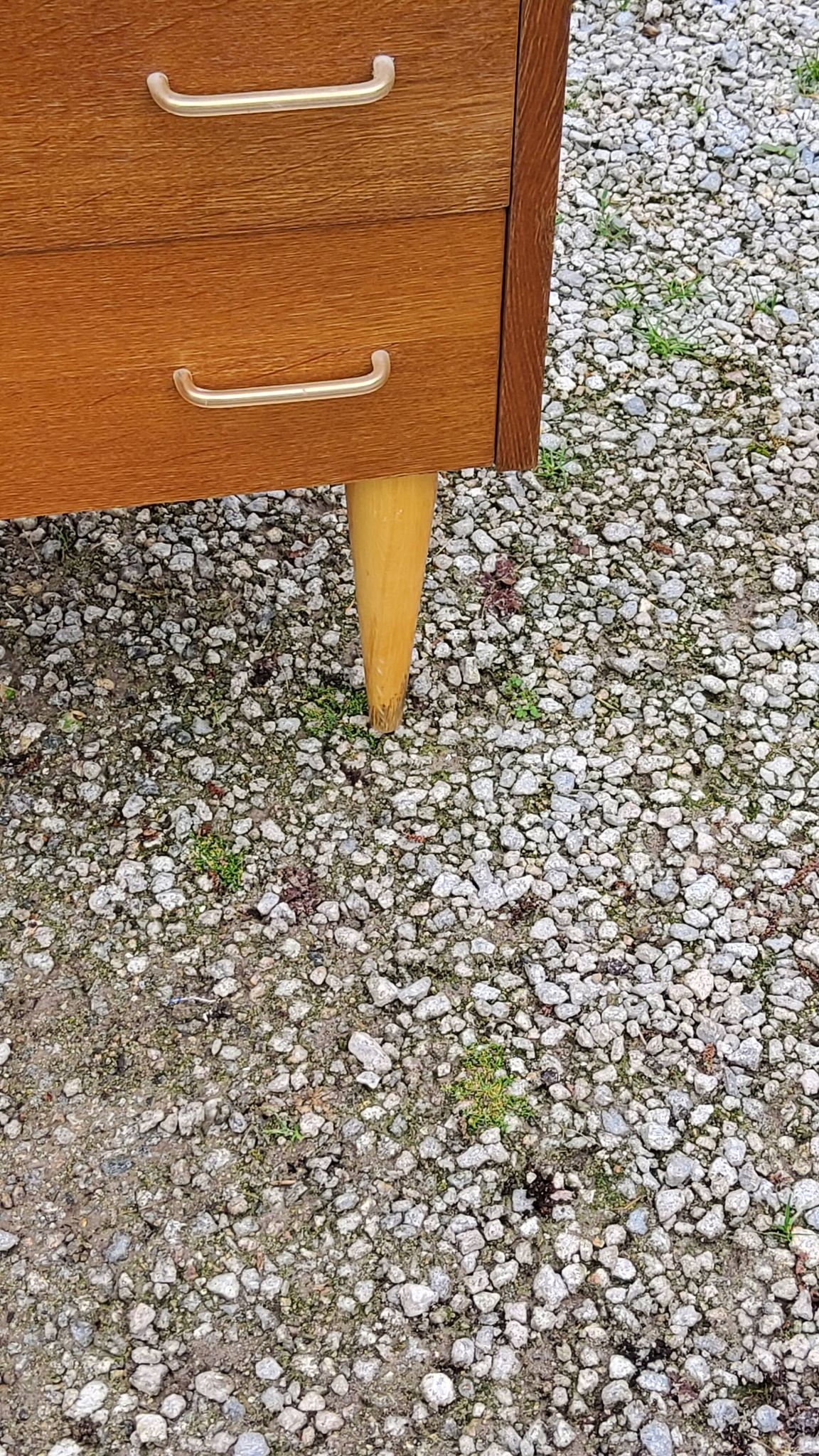 Vintage chest of drawers from the 50s in blond oak 4 drawers conical legs