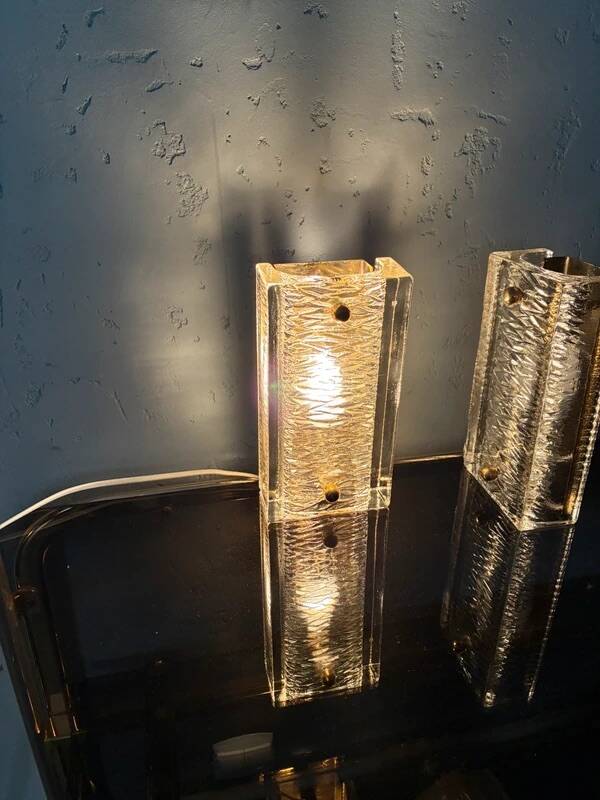 Pukeberg Wall Lamps – Pair Scandinavian Glass Sconces 1960s