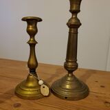 Set of brass type candle holders