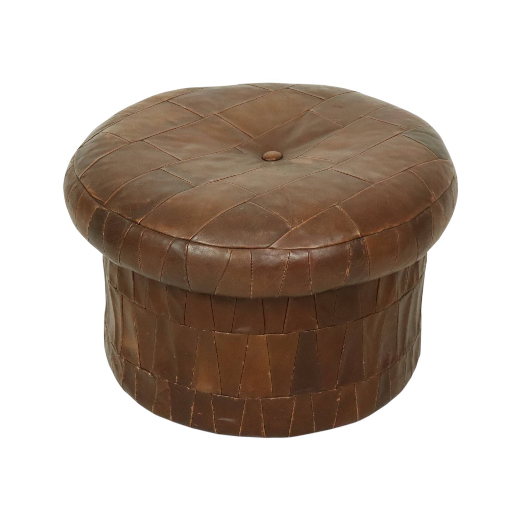 Ottoman design champignon avec espace de rangement De Sede en cuir marron 57 cm