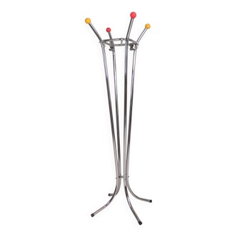 Rare chrome coat rack with colored balls, 1950s