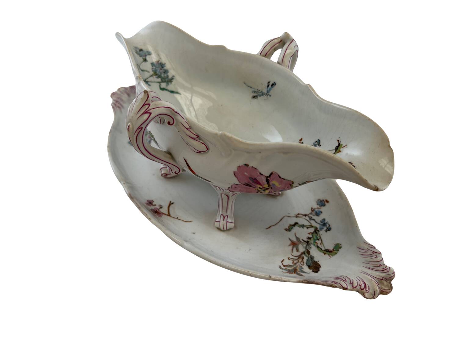 Gravy boat with its Luneville frame