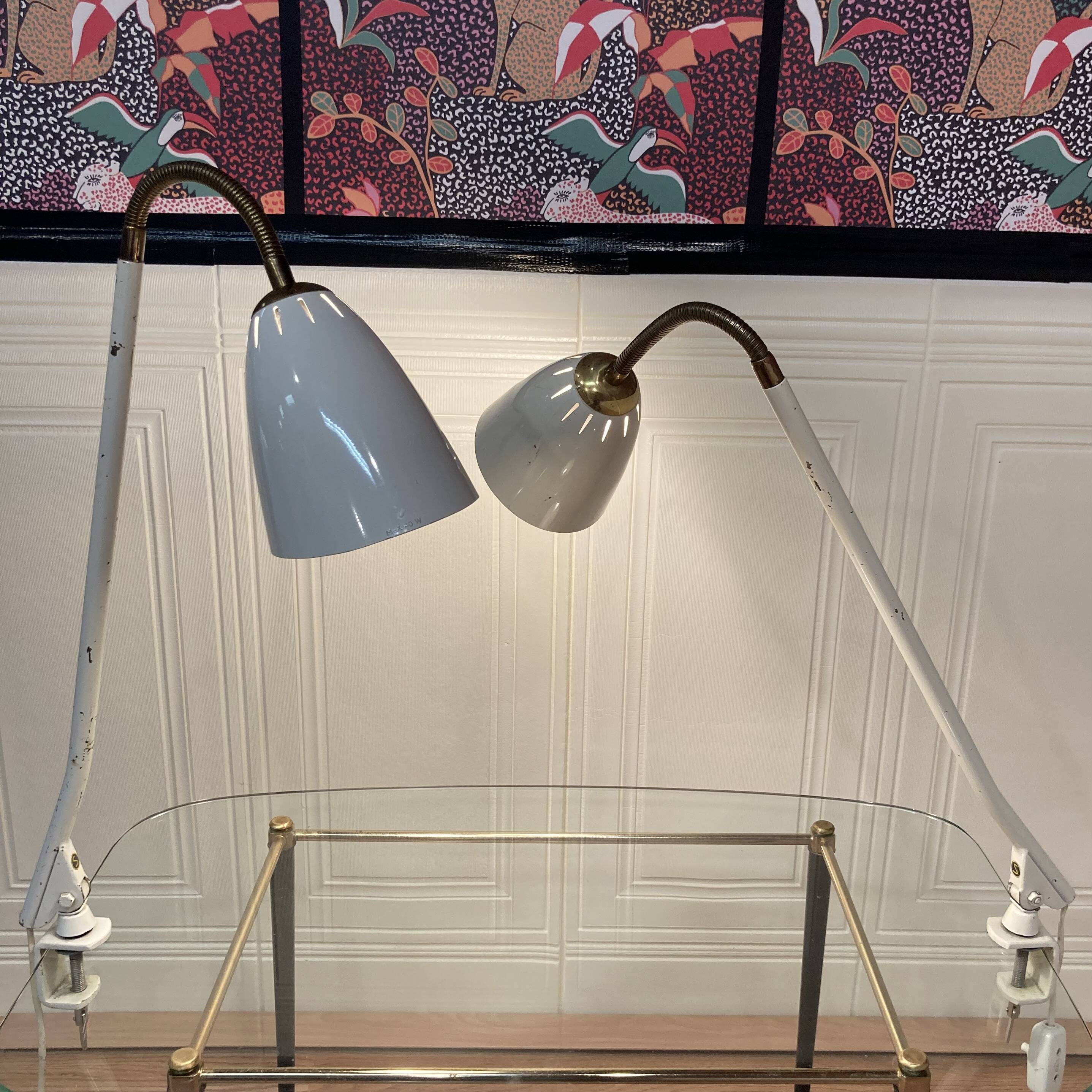 Pair of large modular scandinavian design wall lights from the 1950s.