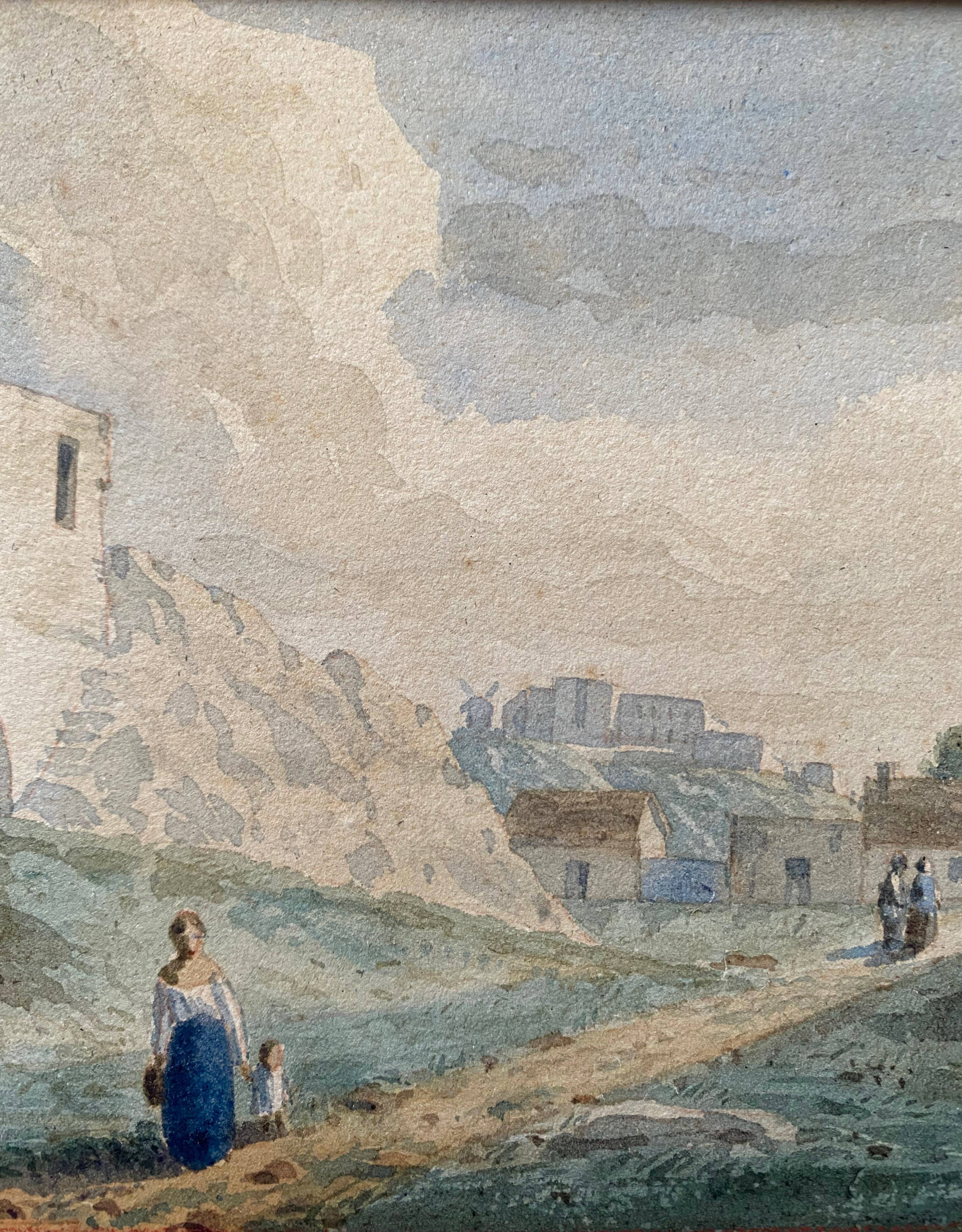 Watercolor painting around 1870 "The ballad" signed with Marie Louise