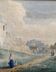 Watercolor painting around 1870 "The ballad" signed with Marie Louise