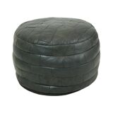 Vintage Round Pouf Patchwork Patchwork Faux Leather 49cm