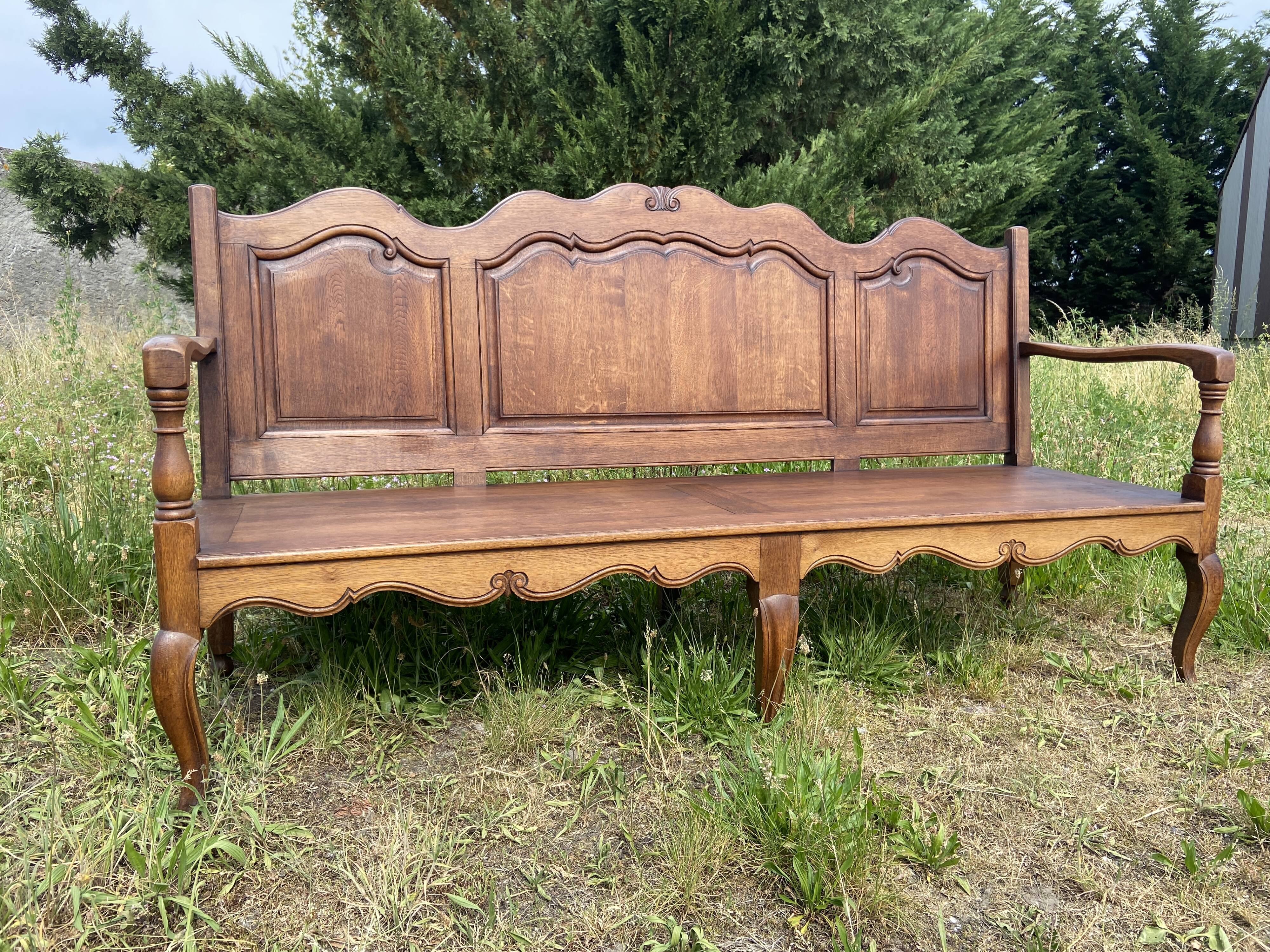 Rustic Bench Veranda Patio Vintage Garden Bench Living Room Oak 1980s