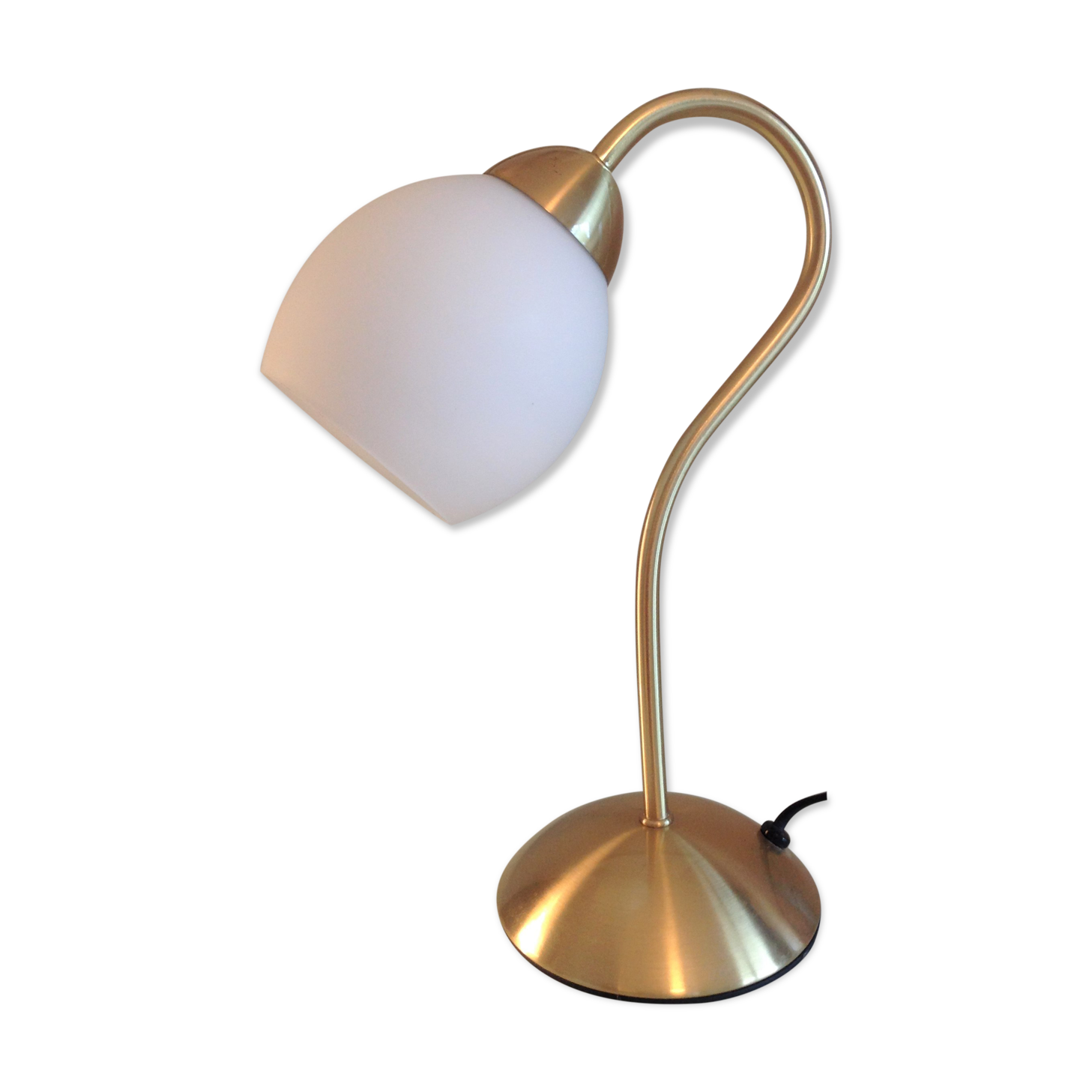 Bedside lamp in brass and opaline white vintage 70s
