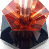 Art Deco Style Table Lamp Base in Black and Pink Bohemian Crystal