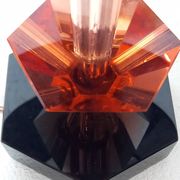 Art Deco style table lamp base in black and pink Bohemian crystal.
