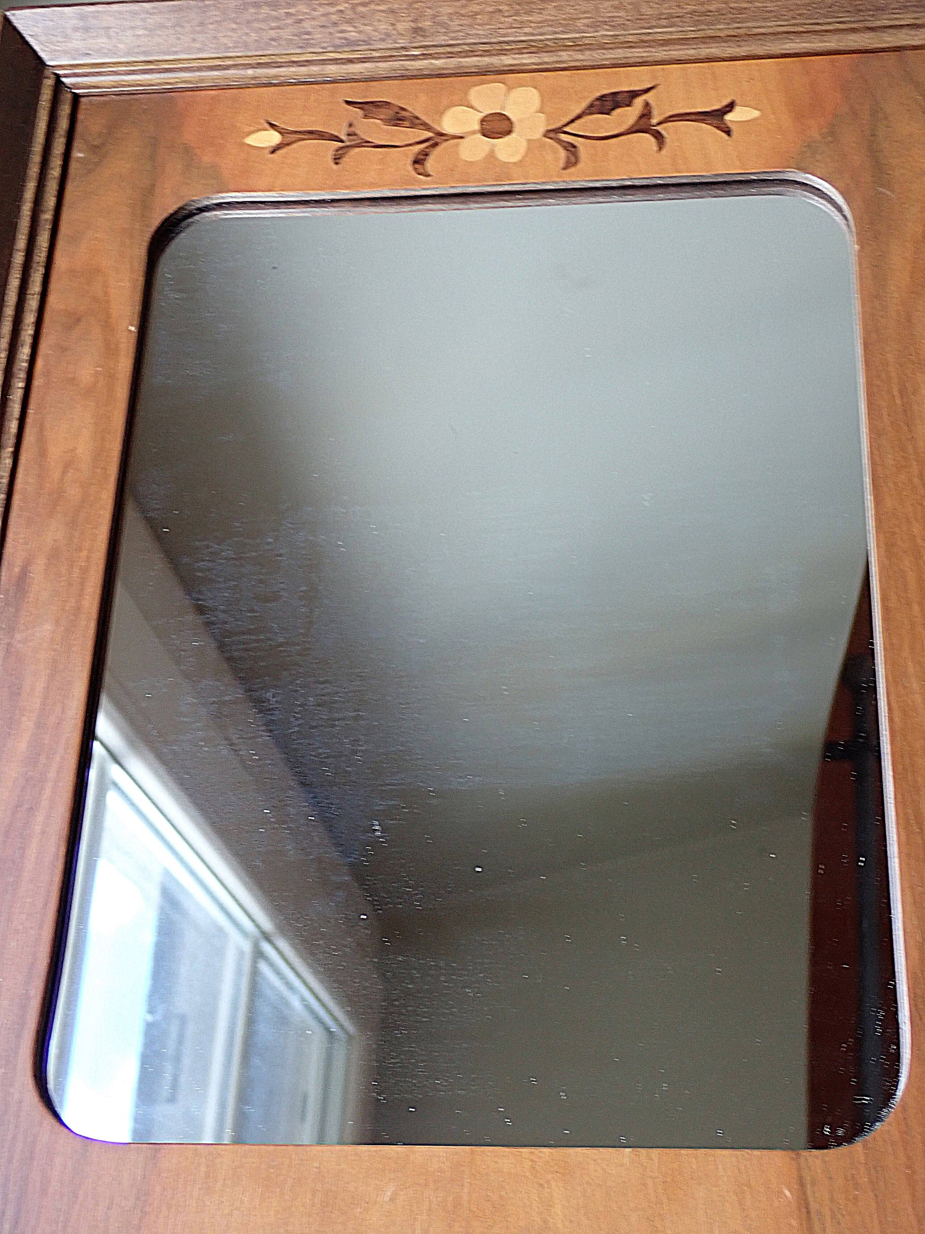 Vintage mirror with marquetry by cabinetmaker Paul Aumoine