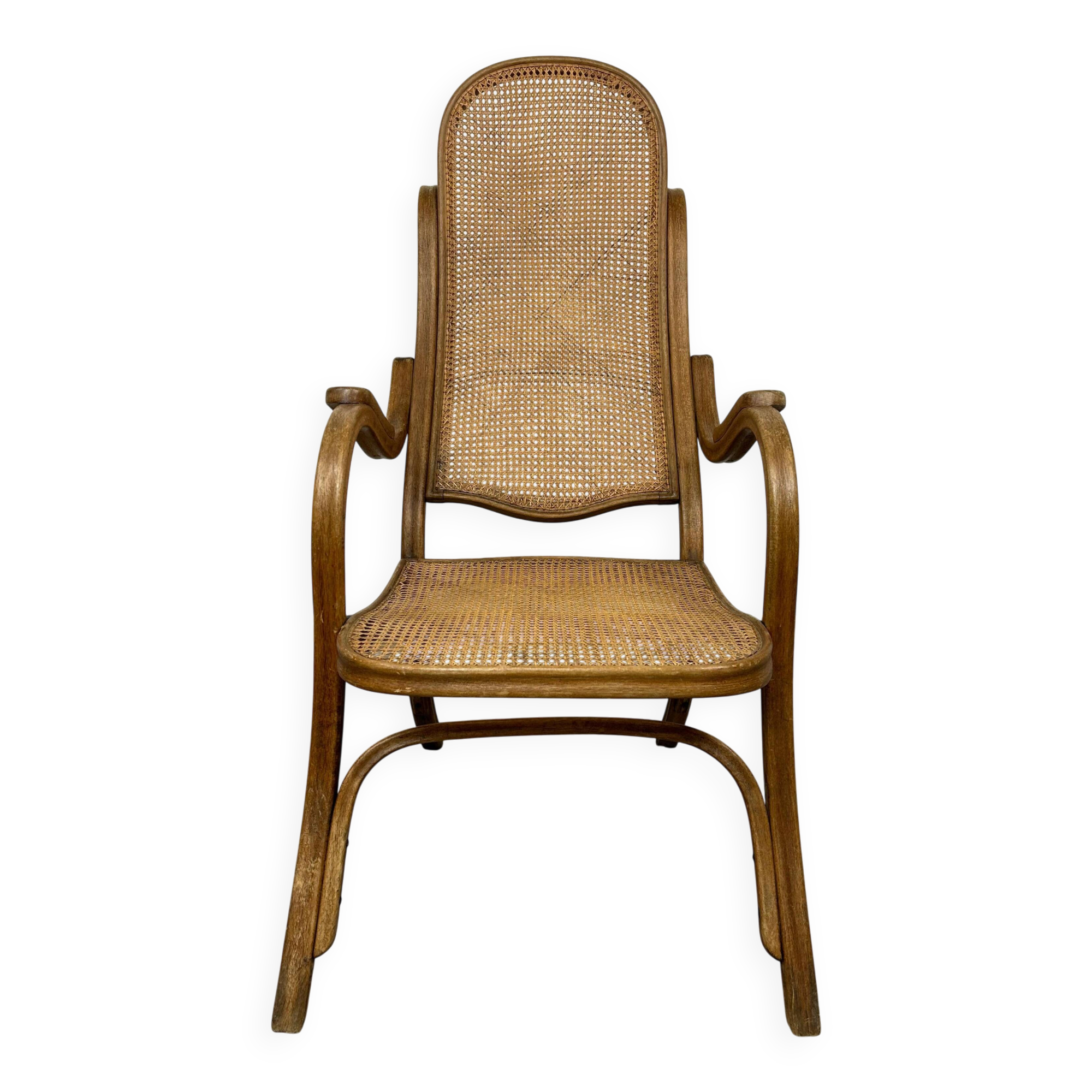Fauteuil facile n°1 avec siège en rotin par Thonet