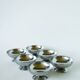 Set of 6 stainless steel ice cream bowls, wide base, Design, 1970 - 4.5 x 9 cm