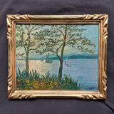 Impressionist painting signed around 1905 - Marine between land and sea