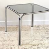 1970s coffee table glass and chrome steel