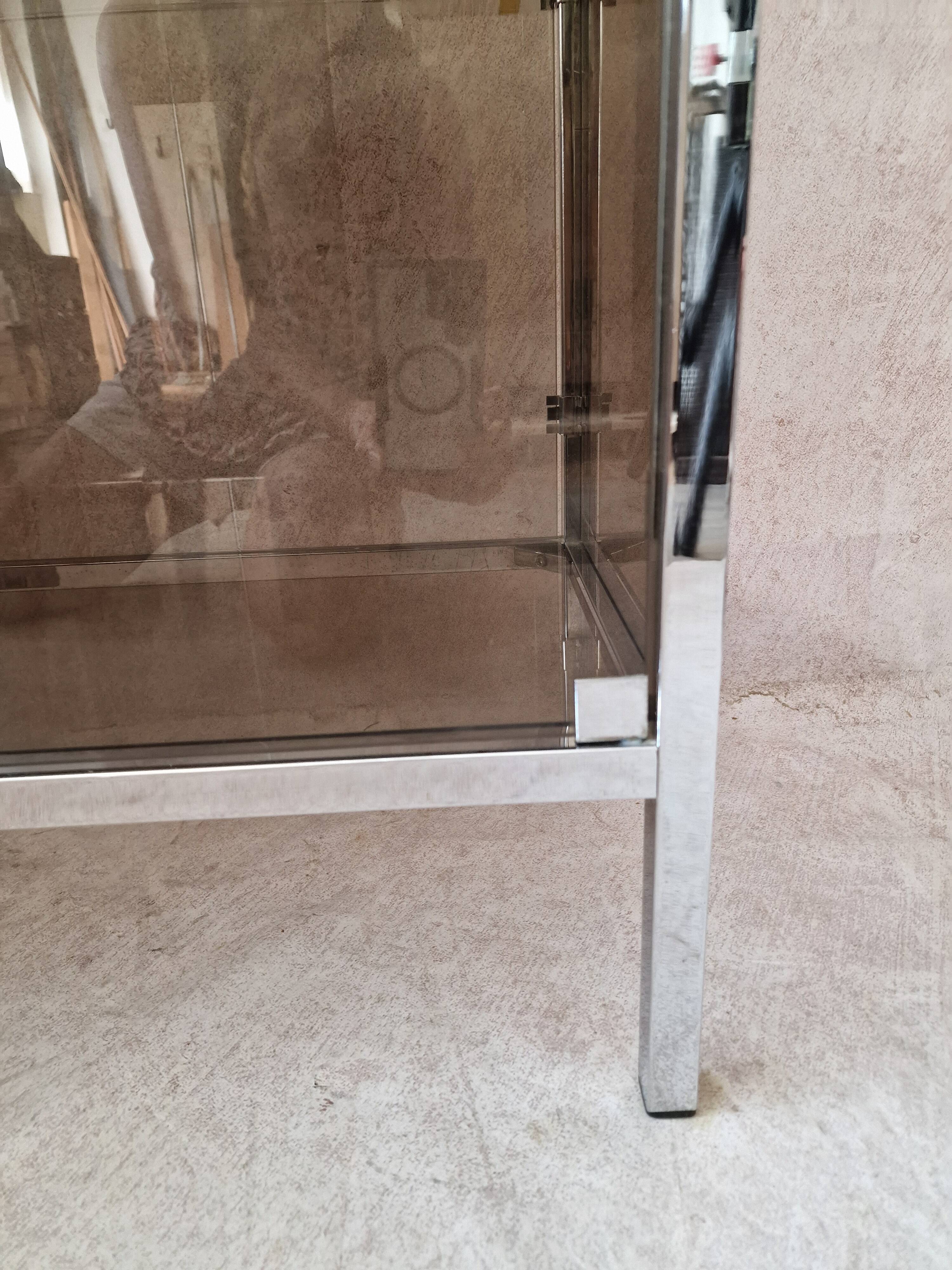 Smoked glass and stainless steel shelf