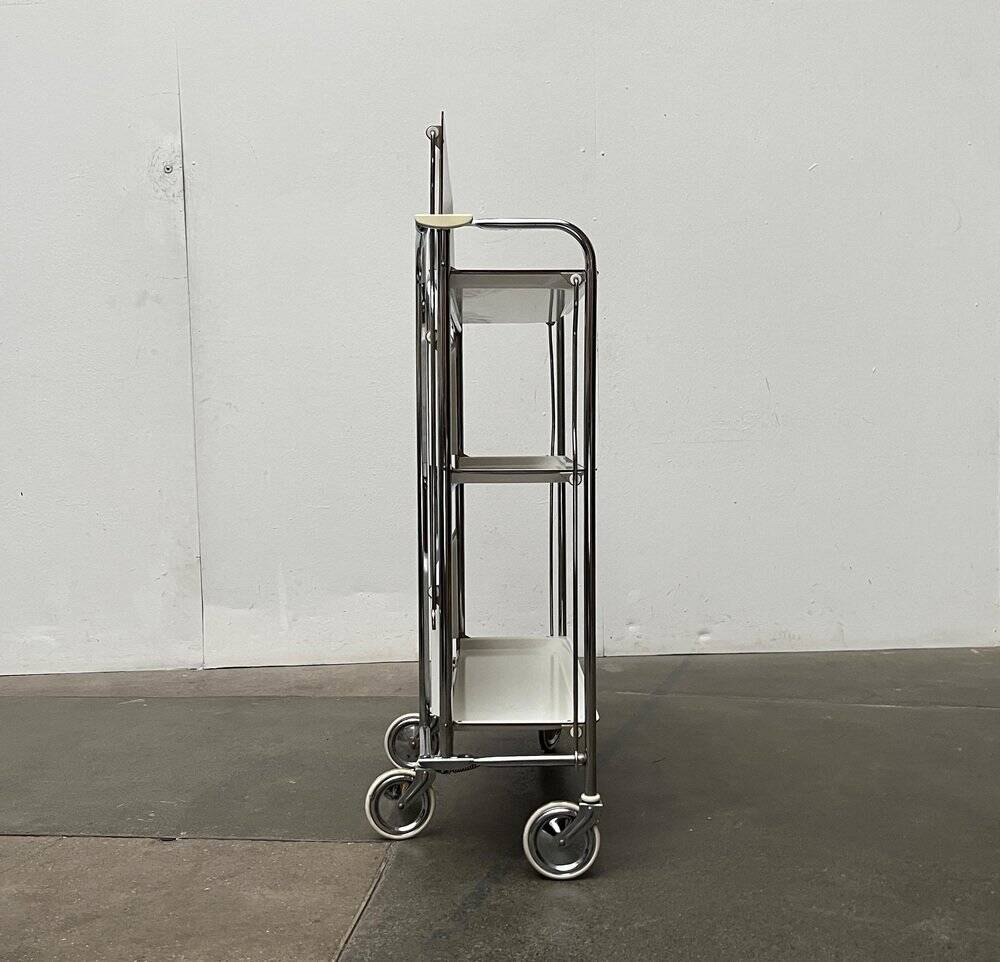 Vintage German folding service trolley with 3 shelves, 1970s.