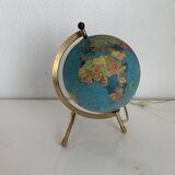 Vintage 1970s Taride tripod globe with gilded glass world map - 23 cm
