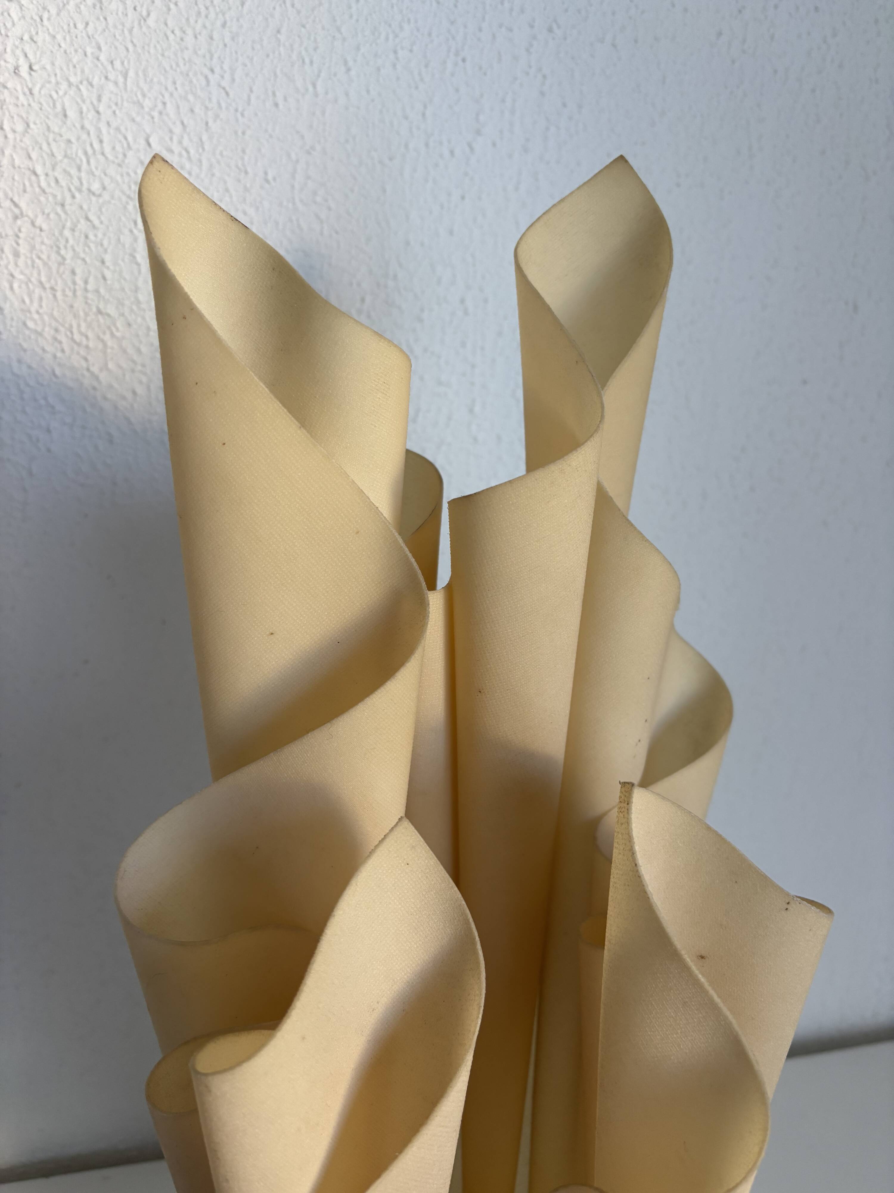 Vintage 1970 Athéna lamp by Georgia Jacob, draped in light salmon - 50 cm